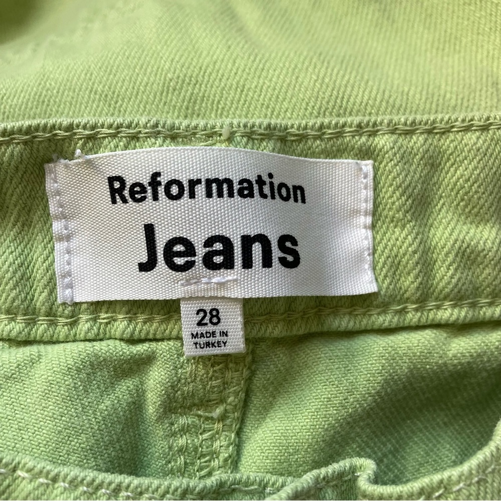 Reformation Jeans Bailey High Waist Green Organic Cotton Utility Pants size 28 - Picture 4 of 10